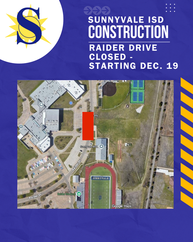 Raider Drive Closure - Starting  the afternoon of Friday, Dec. 19.