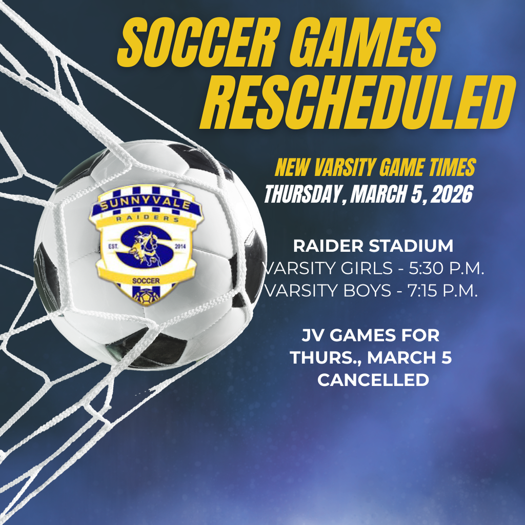 Soccer Games Rescheduled