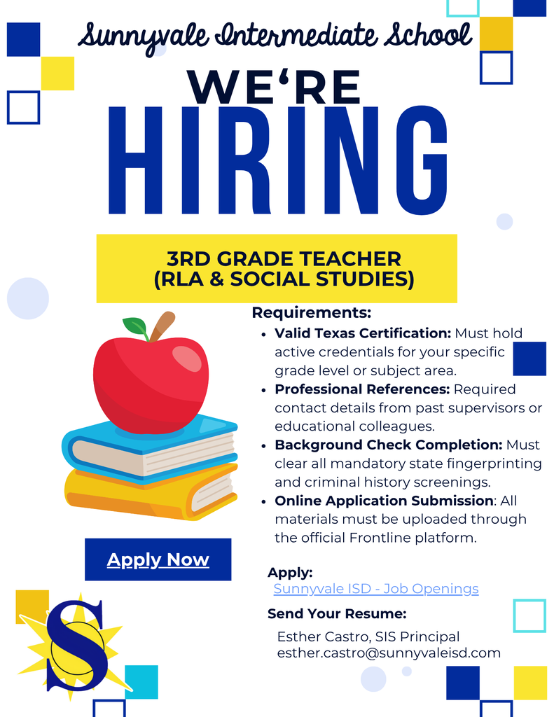 We are hiring- 3rd grade RLA/Social Studies Teacher