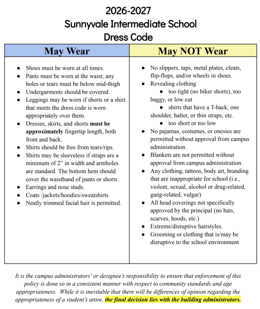 2026-27 SISD Dress Code