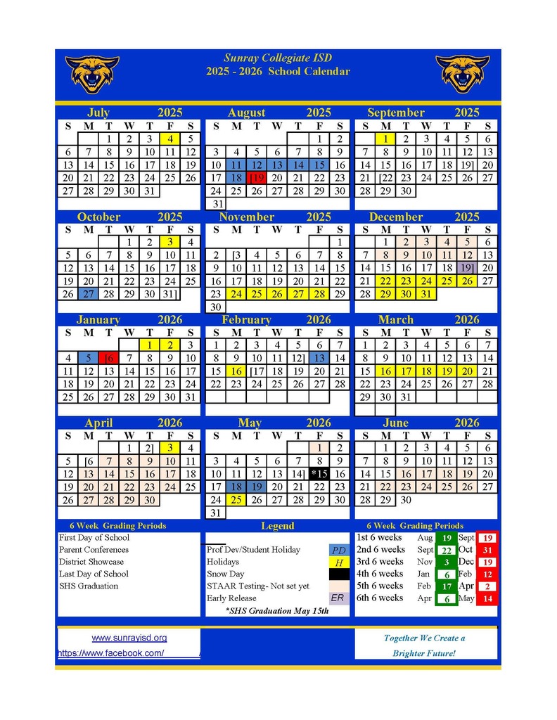 updated school calendar