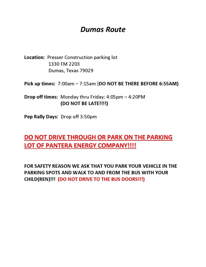 dumas bus route information