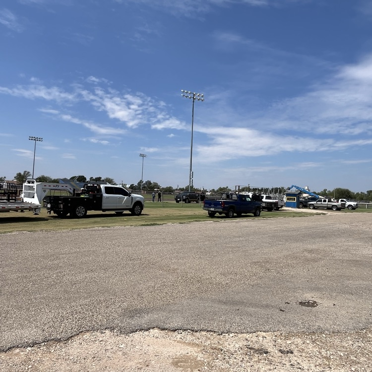 visitor bleacher being taken down