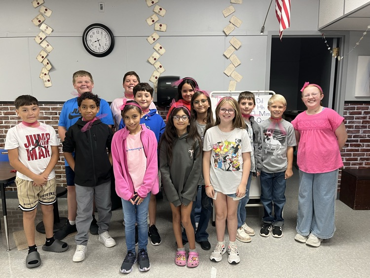 students dressed in pink