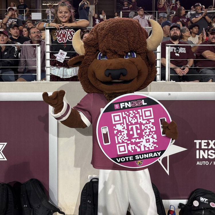 Bucky the mascot with sign