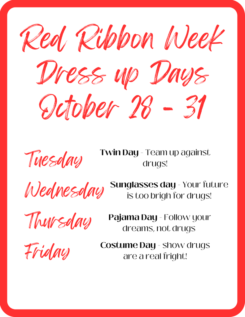 Elementary and Middle school red ribbon week.
