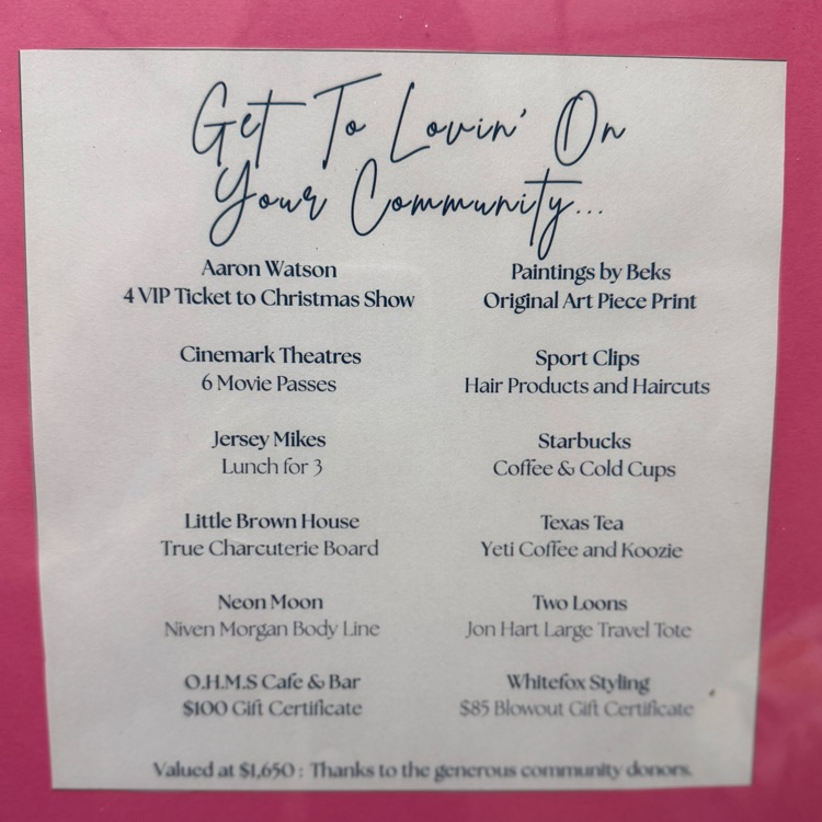 list of women’s raffle basket