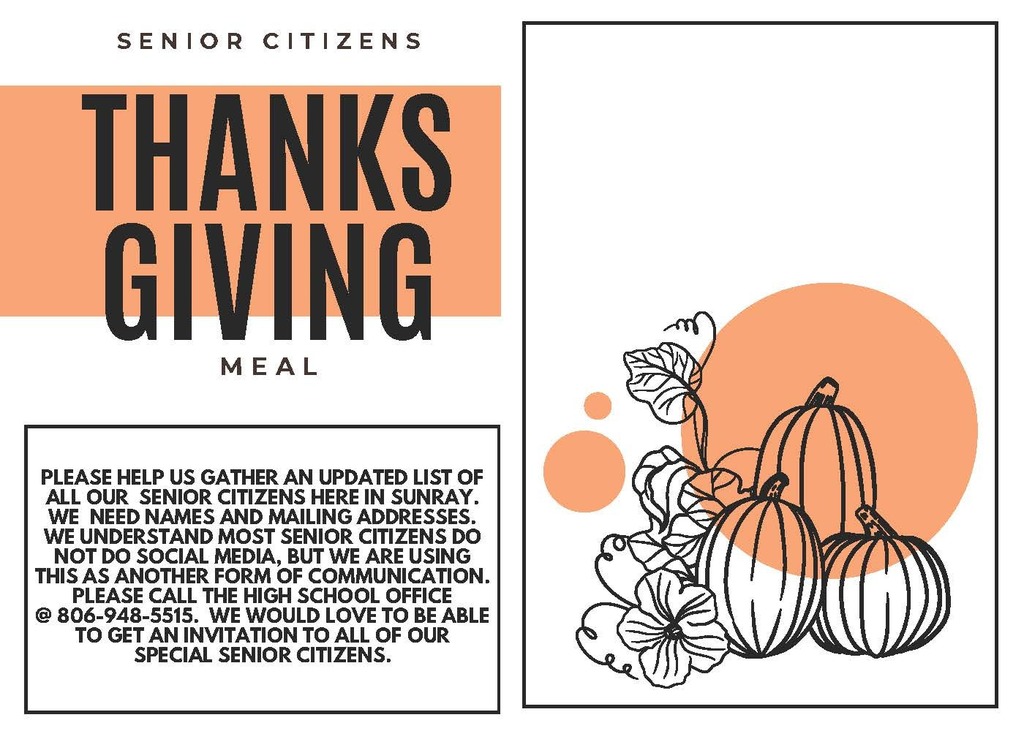 sr citizens thanksgiving meal addresses needed