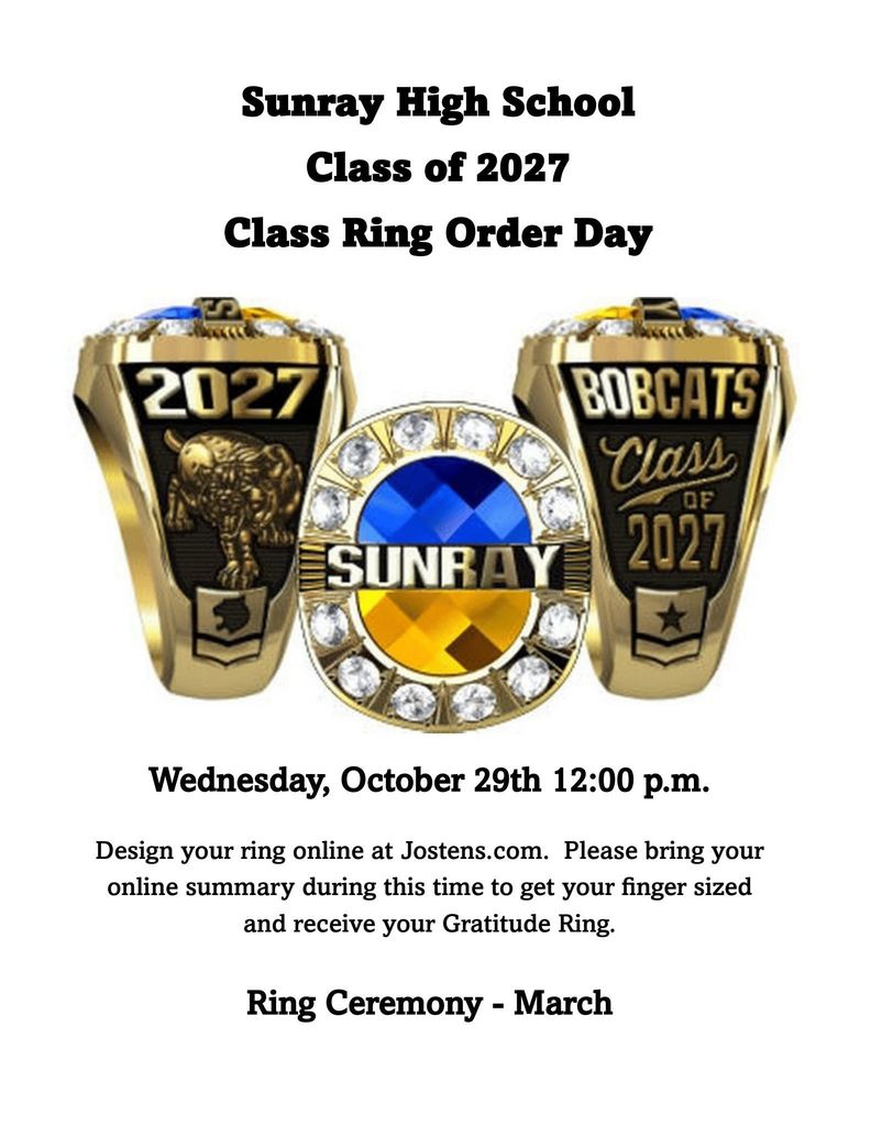 Junior class ring order day is October 29th