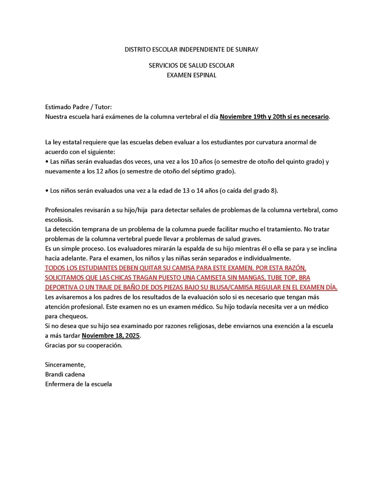 spinal check information spanish