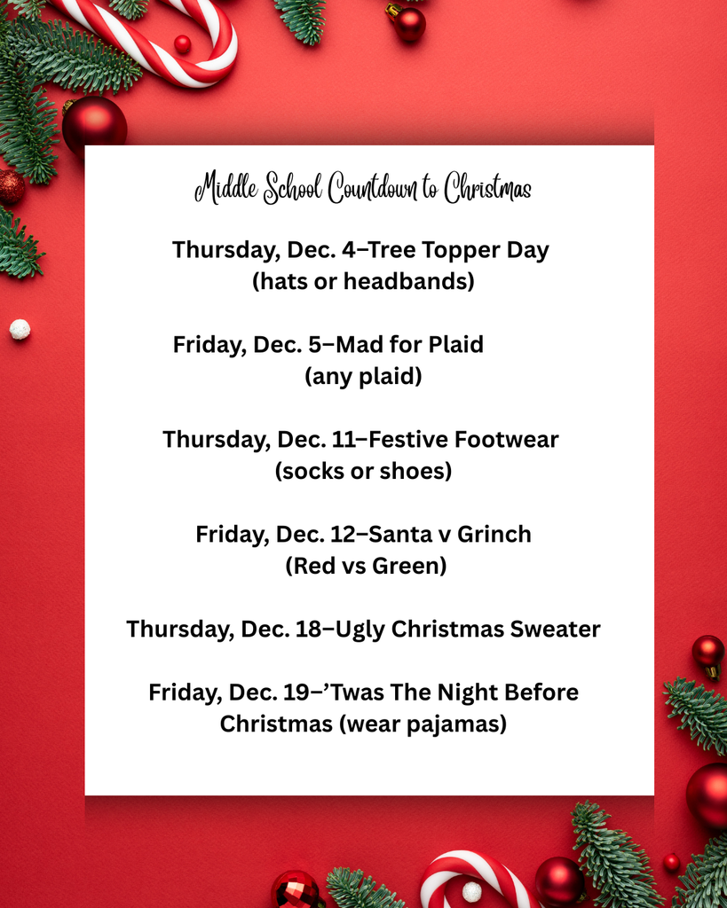 middle school christmas dress up days