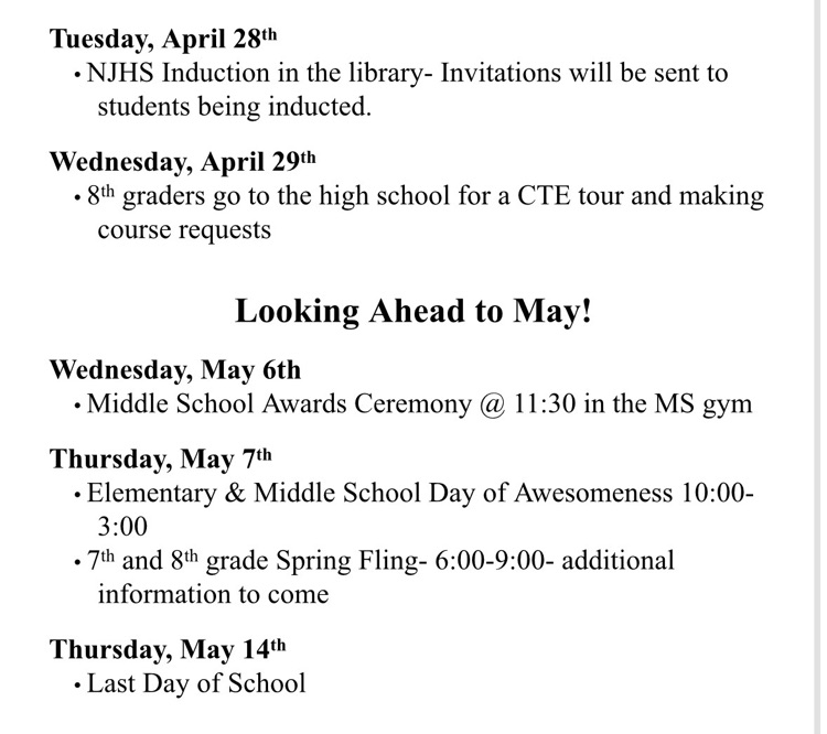 April and May bulletin