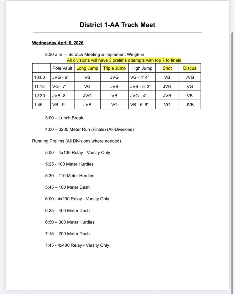district Wednesday schedule 