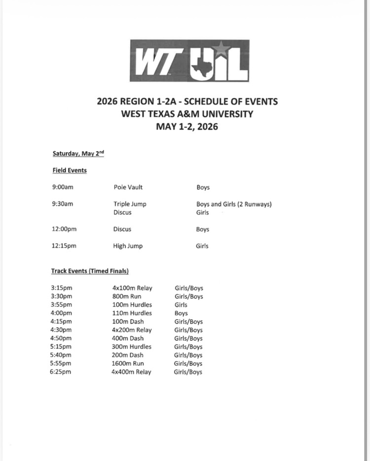 regional track schedule 