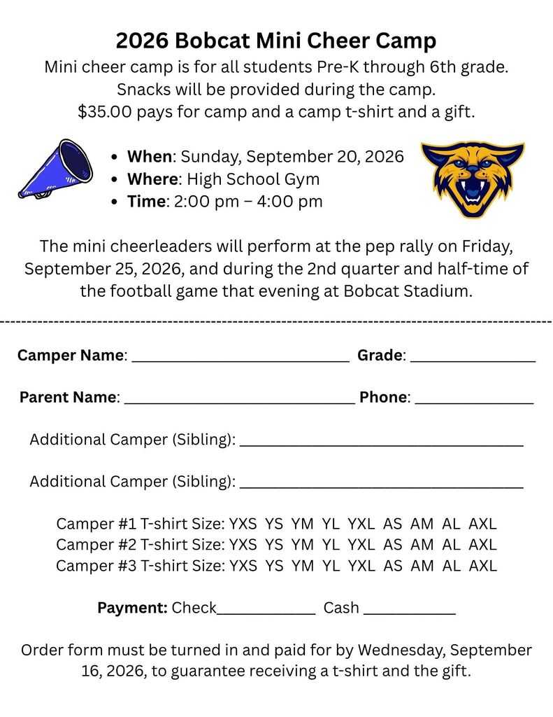 mini cheer camp order form