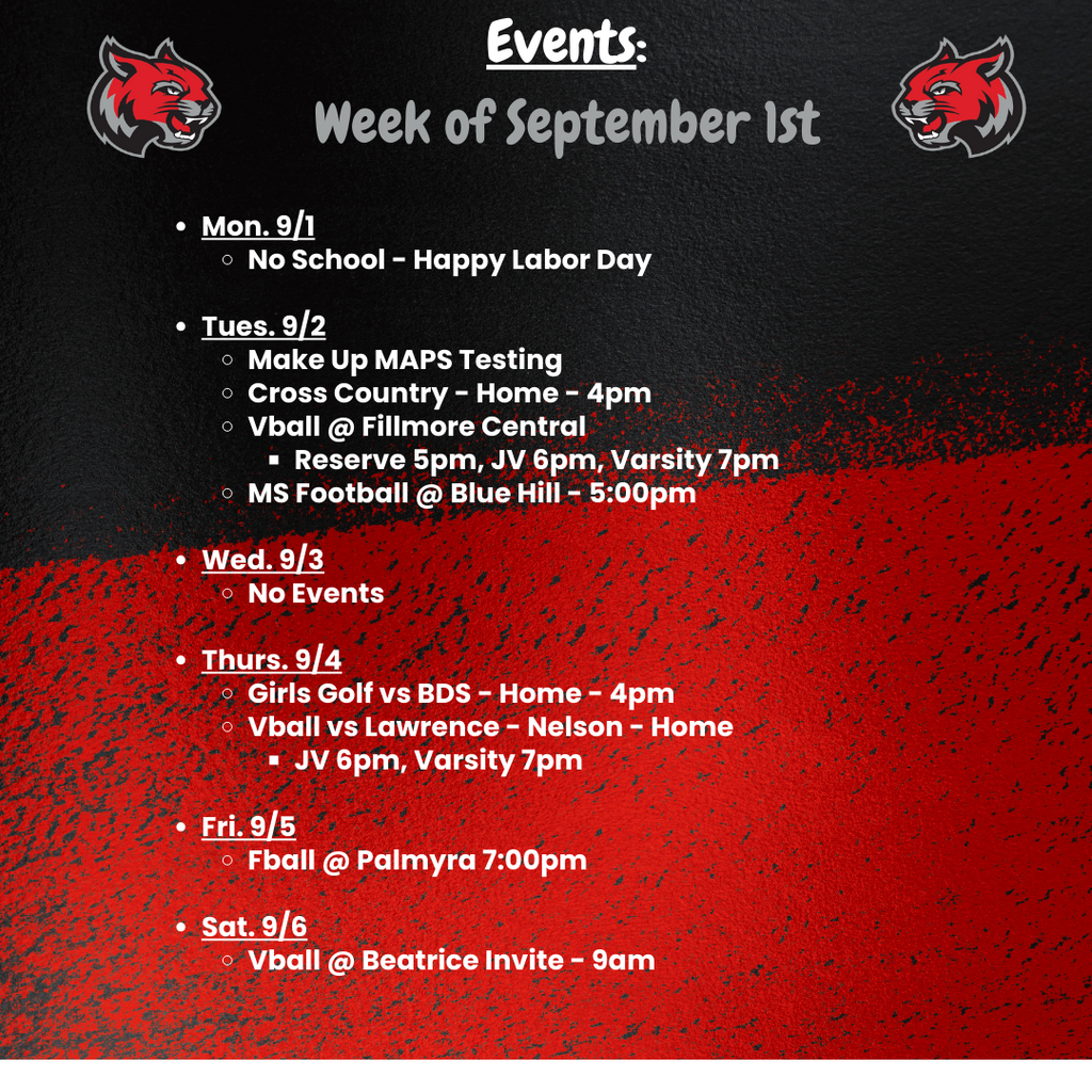 schedule for sept 1st