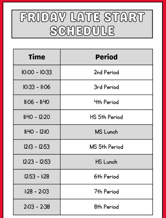 late start schedule