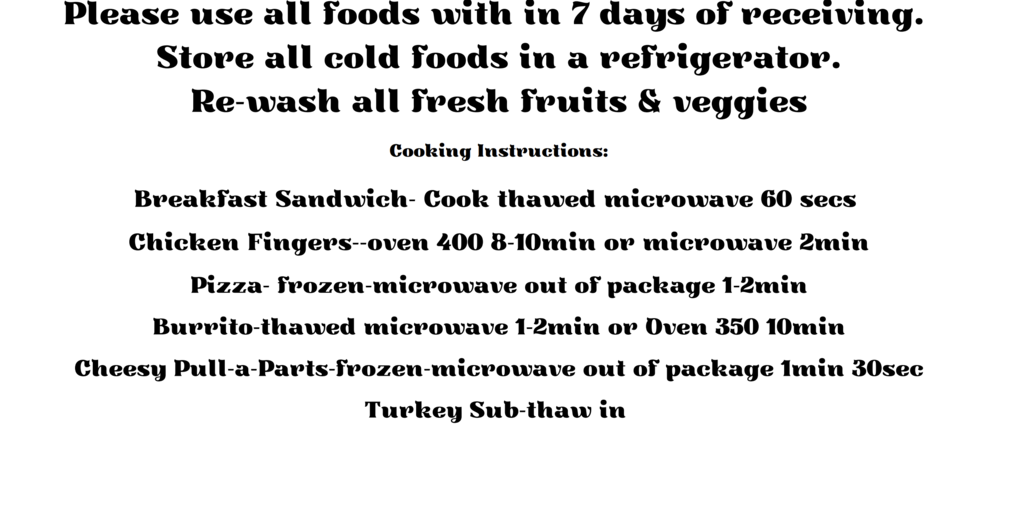 cooking instructions