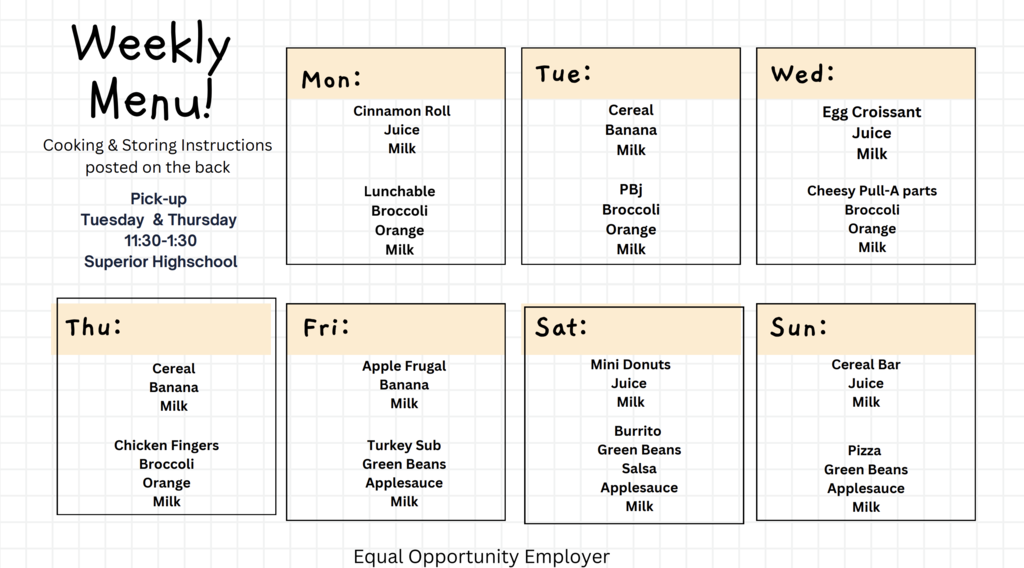weekly menu