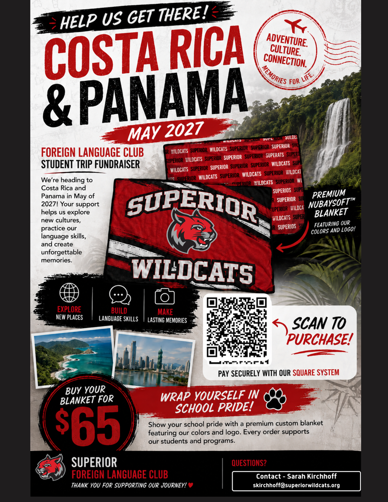 Foreign Language Club Superior Wildcat Blanket Fundraiser Flyer