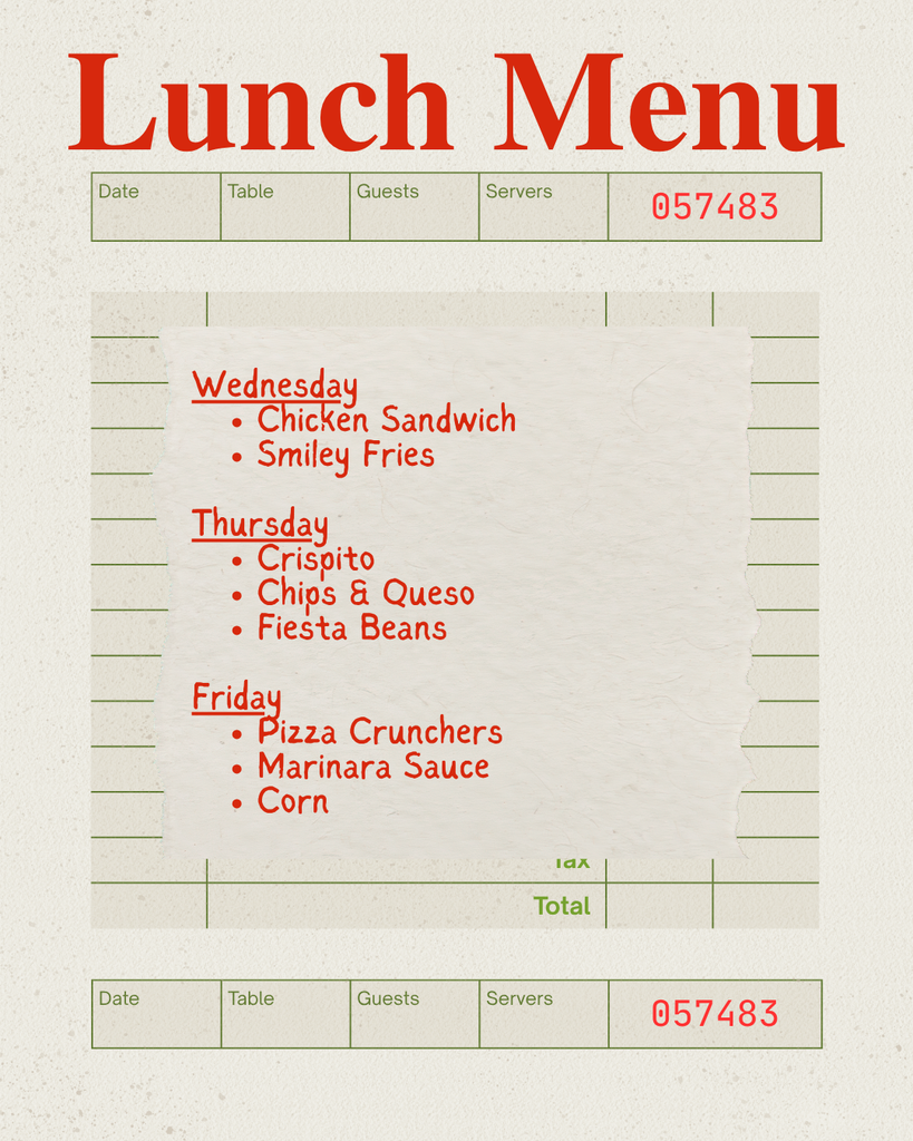 lunch menu