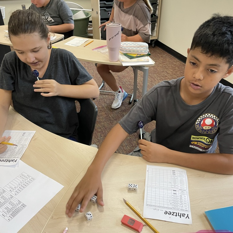 Fifth graders rolling for a Yahtzee! 
