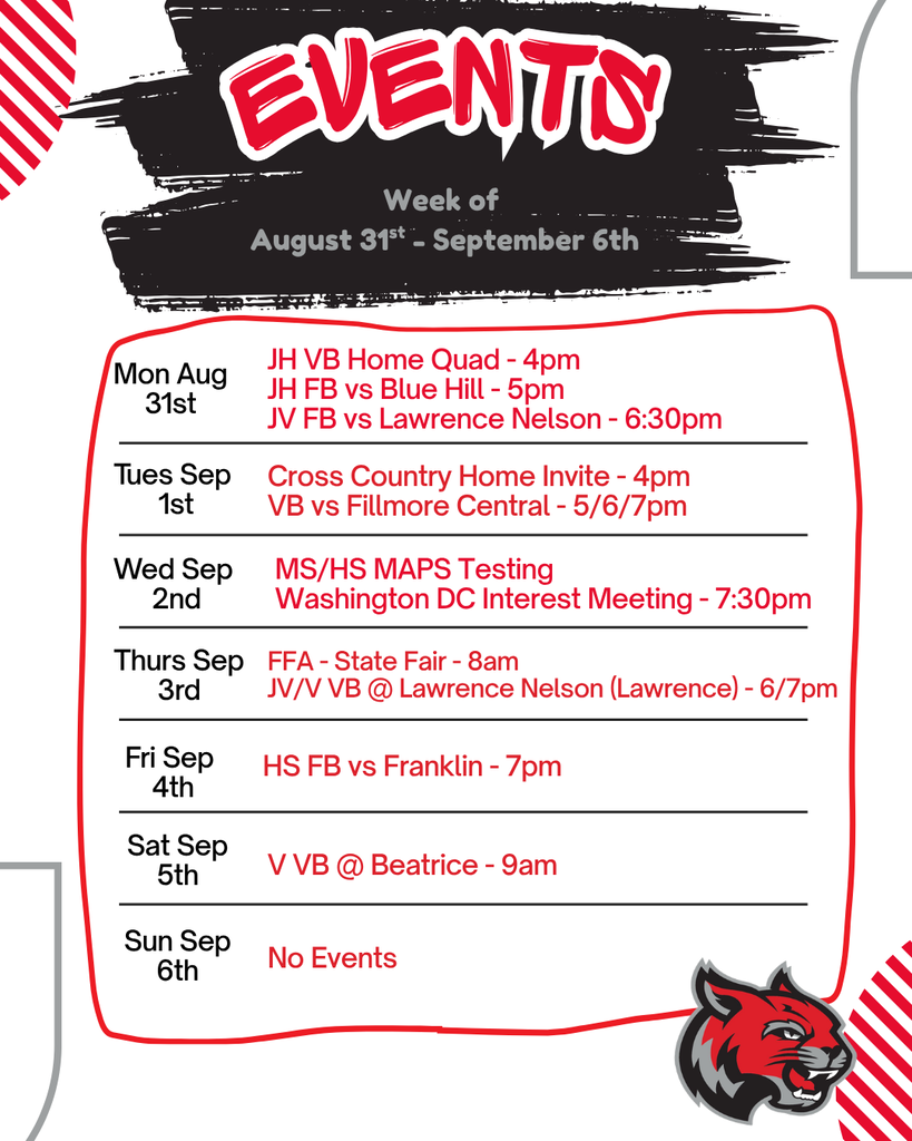 Events the Week of Aug 31st
