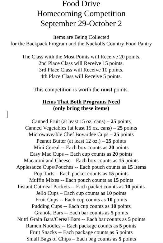 homecoming food drive