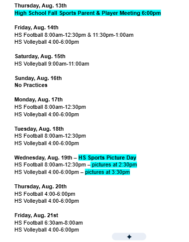 schedule