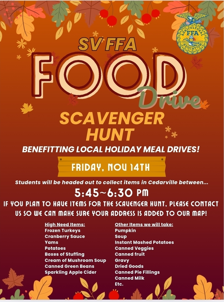 2025 SV FFA Food Drive Scavenger Hunt