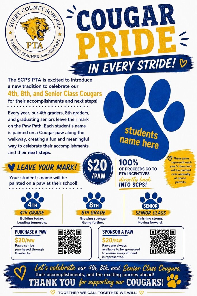 PTA Cougar Paw Sale to Support 4th, 8th and Senior Class