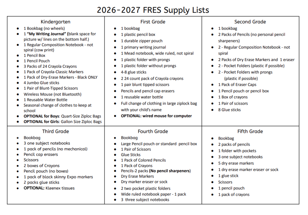 2026-2027 Supply List