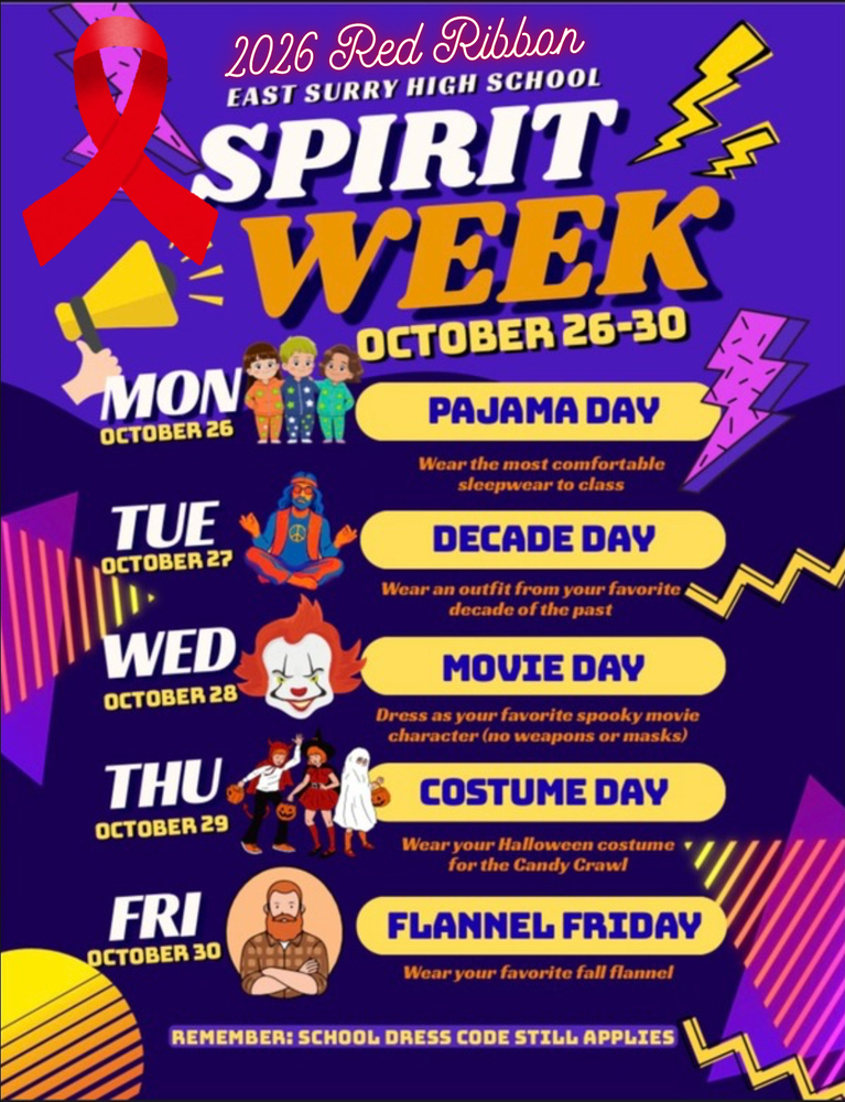 2026 Red Ribbon Spirit Week October 26-30