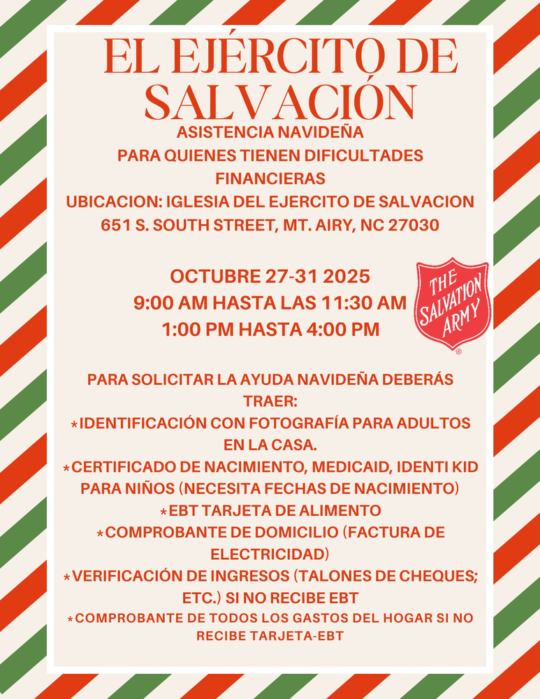 Salvation Army Christmas Sign-up Information: