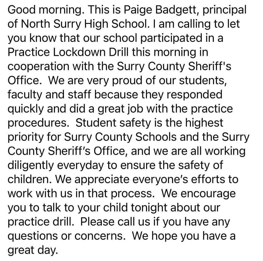 Lockdown Drill Announcement