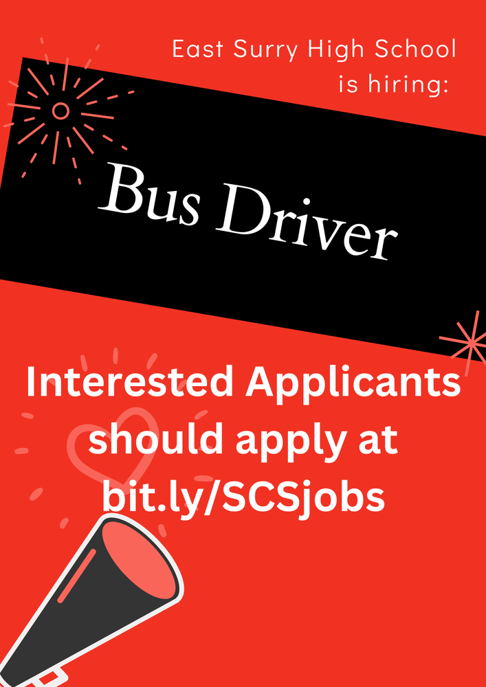 Come work with us:  ESHS is looking for a Bus Driver to join our team!!