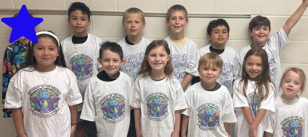 August Students of the Month with their shirts!