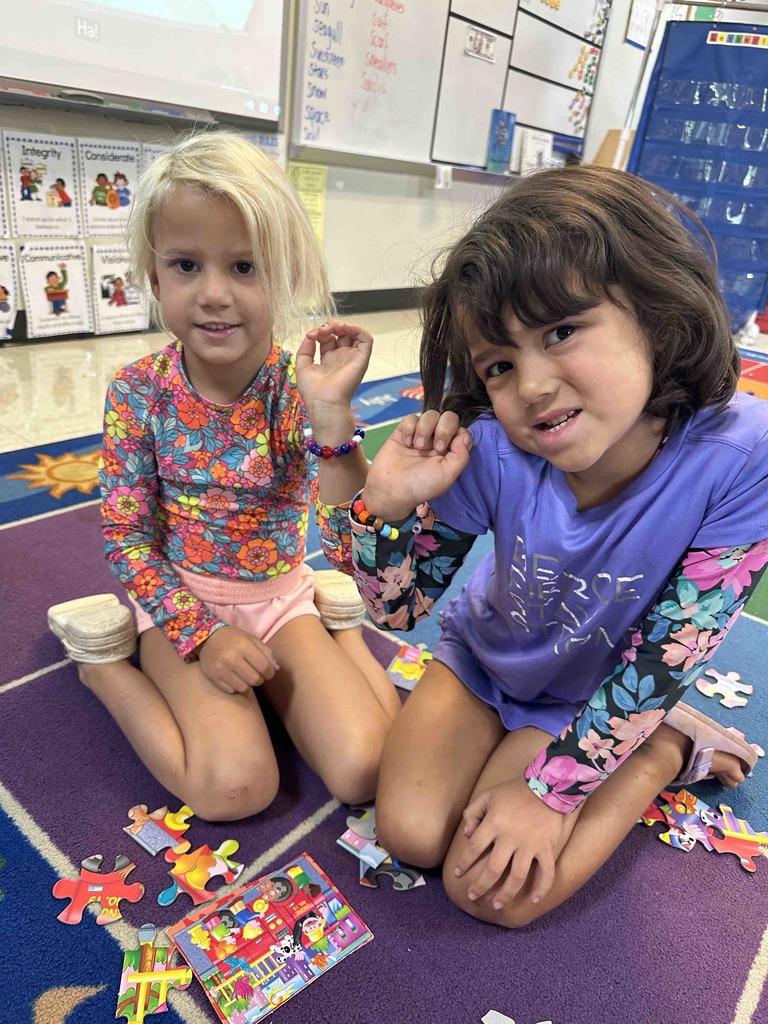 Kindergarten students have been learning how to be a good friend. Today, they made friendship bracelets together as a team-building activity.
