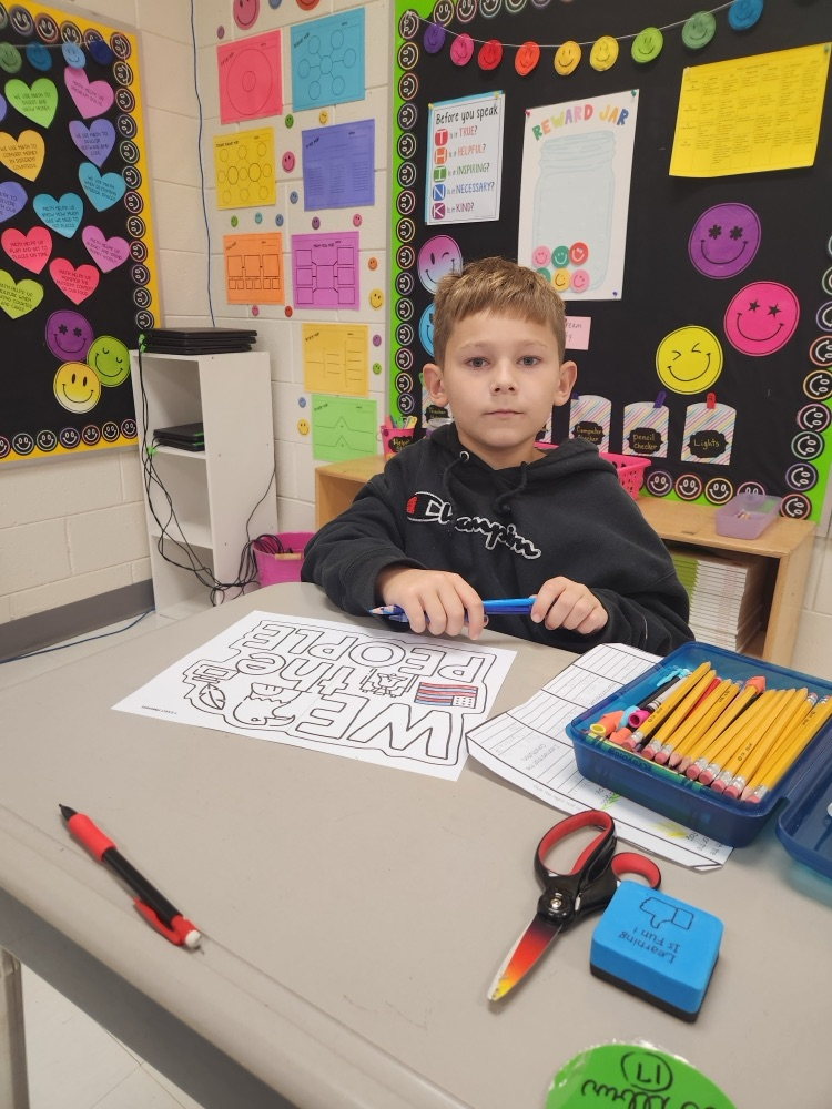 students working on their foldables