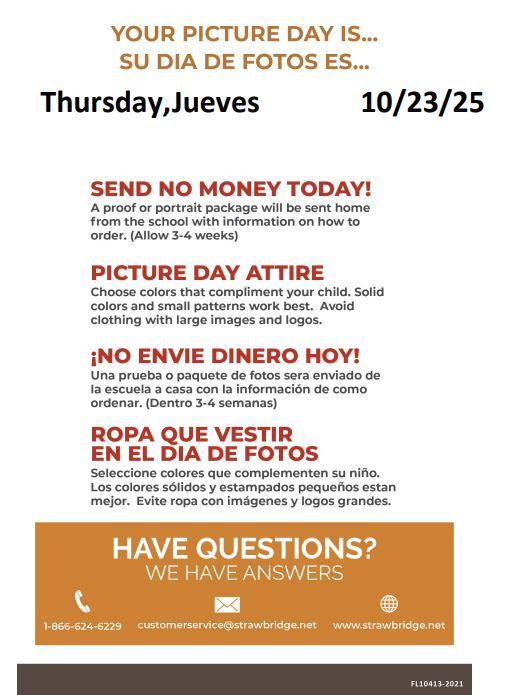 📸 Fall Picture Retakes 📸  A photographer from Strawbridge Studios will be at Rockford Elementary on Thursday, October 23, 2025 for Fall Retake Pictures.