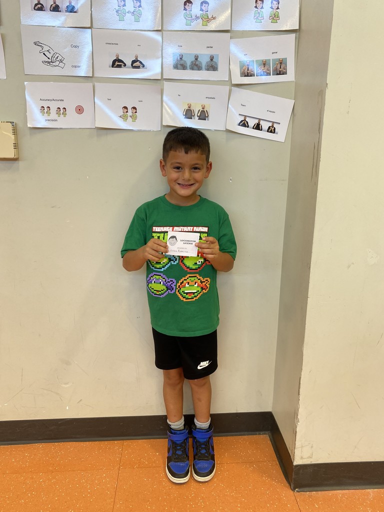 Congratulations to these Kindergarten Gators who have already earned their locomotor license this week in PE class! These students have already mastered all eight locomotor skills with proper form: run, walk, hop, jump, skip, gallop, leap, and side slide