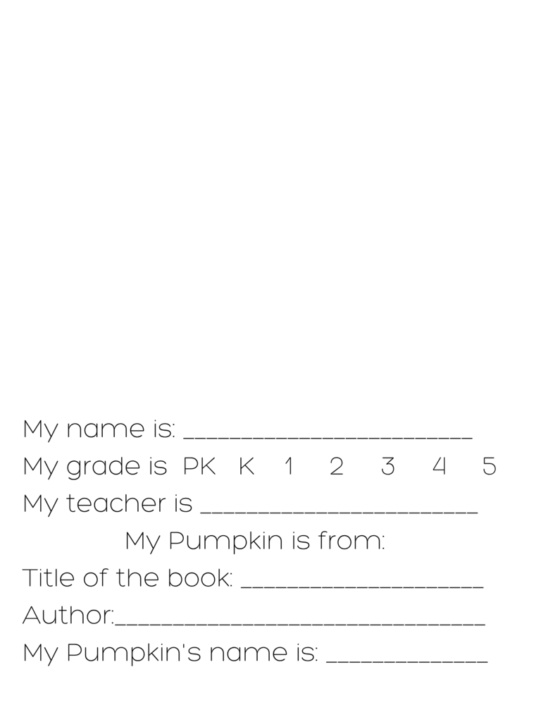 Storybook Pumpkin Contest