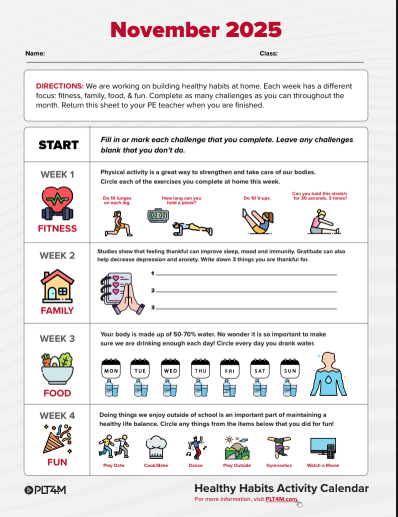 November Activity Sheet