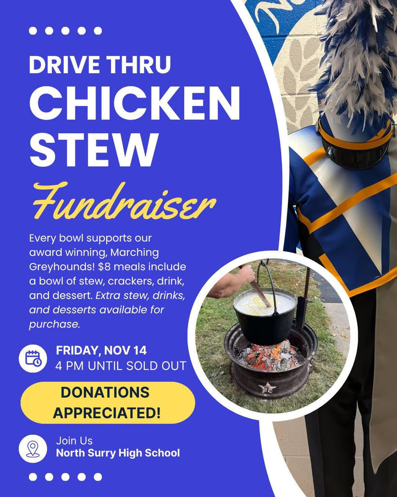 drive thru chicken stew fundraiser for north surry greyhouds, friday, november 14th