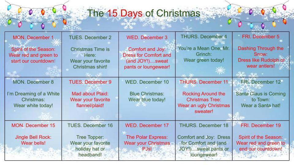 🎄 Join us as we kick off the 15 Days of Christmas! 🎄 Get ready for festive fun each day as we count down to Christmas!