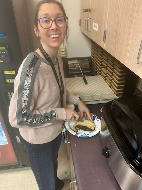 teachers enjoying the baked potato bar