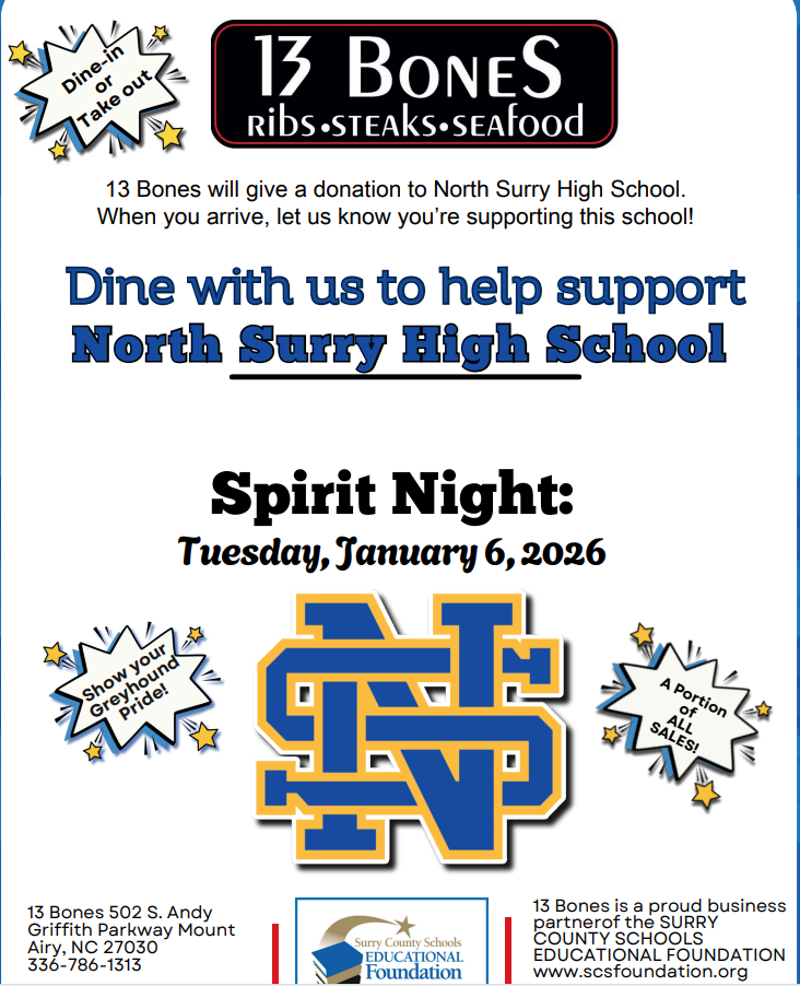 13 bones fundraiser for North Surry 