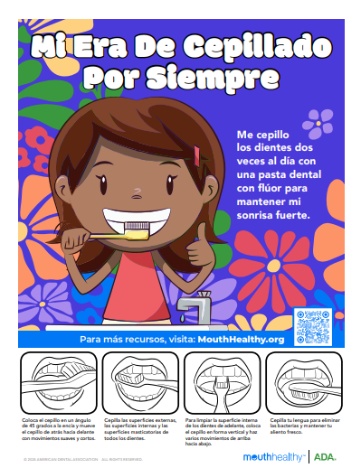 Forever In My Brushing Era © 2024 AMERICAN DENTAL ASSOCIATION ALL RIGHTS RESERVED. I brush my teeth twice daily with a fluoride toothpaste to keep my smile strong.