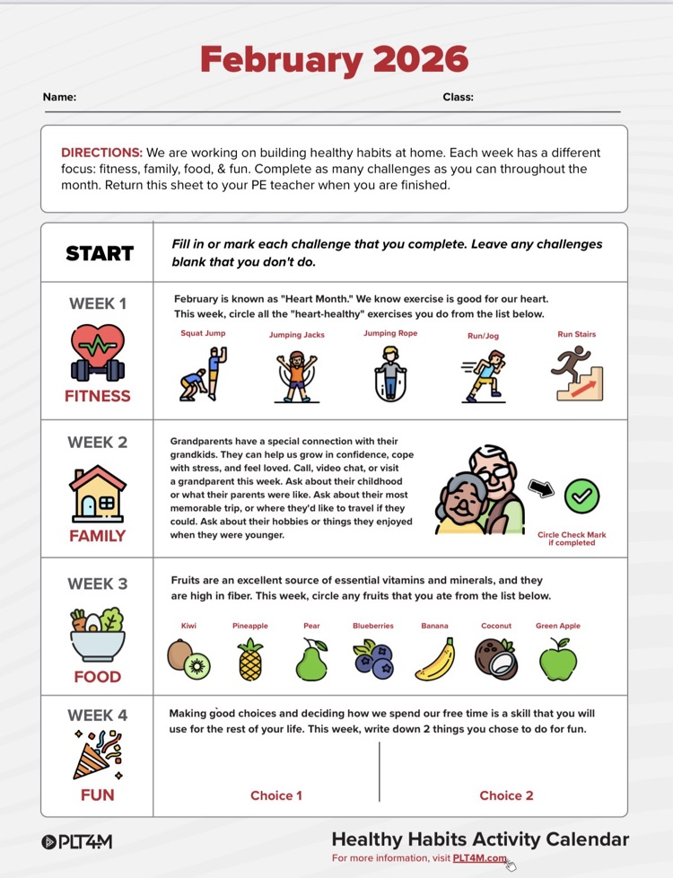 February home workout sheet