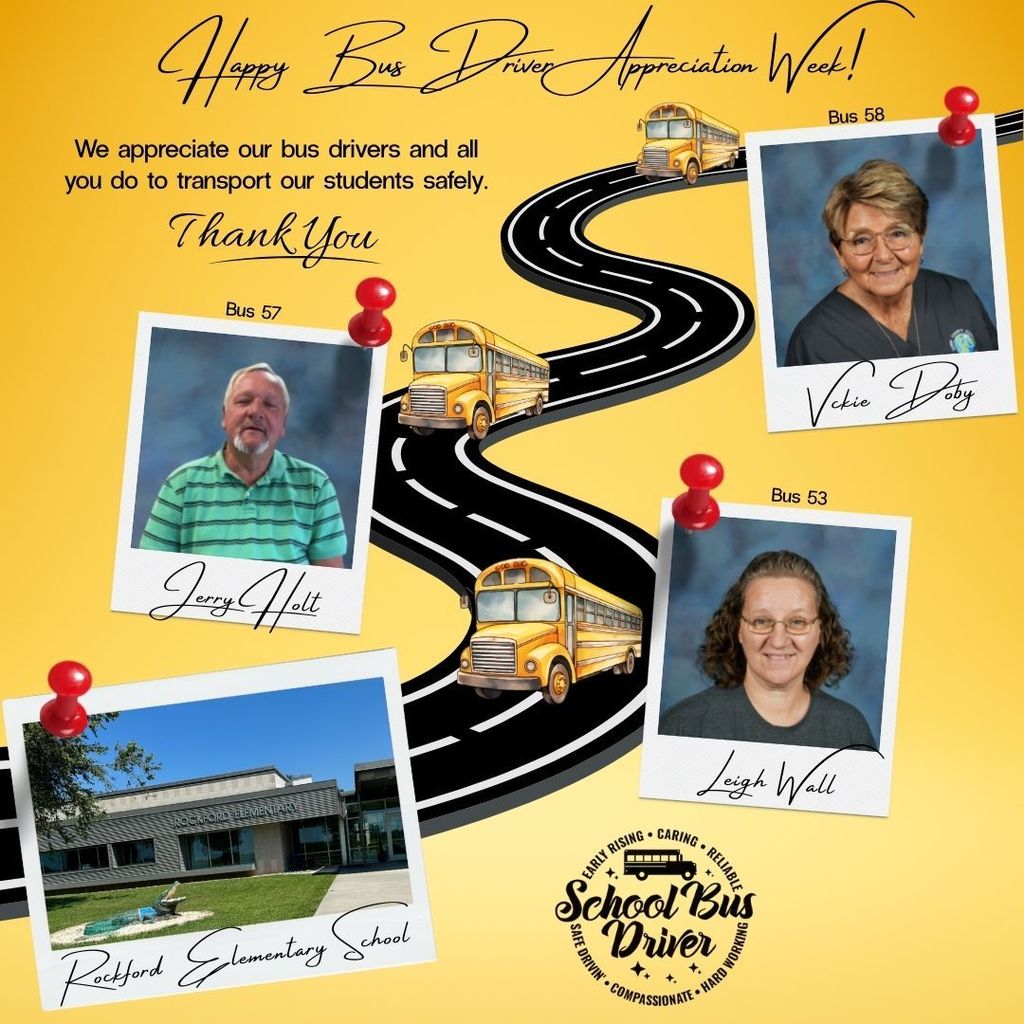 🚌💙 Happy Bus Driver Appreciation Week! 💙🚌 We appreciate our amazing bus drivers and all you do to safely transport our students each day. Thank you for your dedication, patience, and care! 👏 Vickie Doby 👏 Jerry Holt 👏 Leigh Wall We are so grateful for you! 🌟